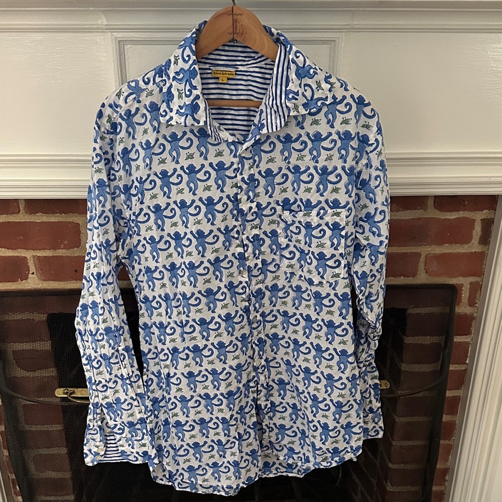 Roberta Roller Rabbit Blue & White Pajama Shirt